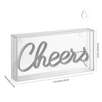 Cheers 11.8" Contemporary Glam Acrylic Box USB Operated LED Neon Light - JONATHAN Y